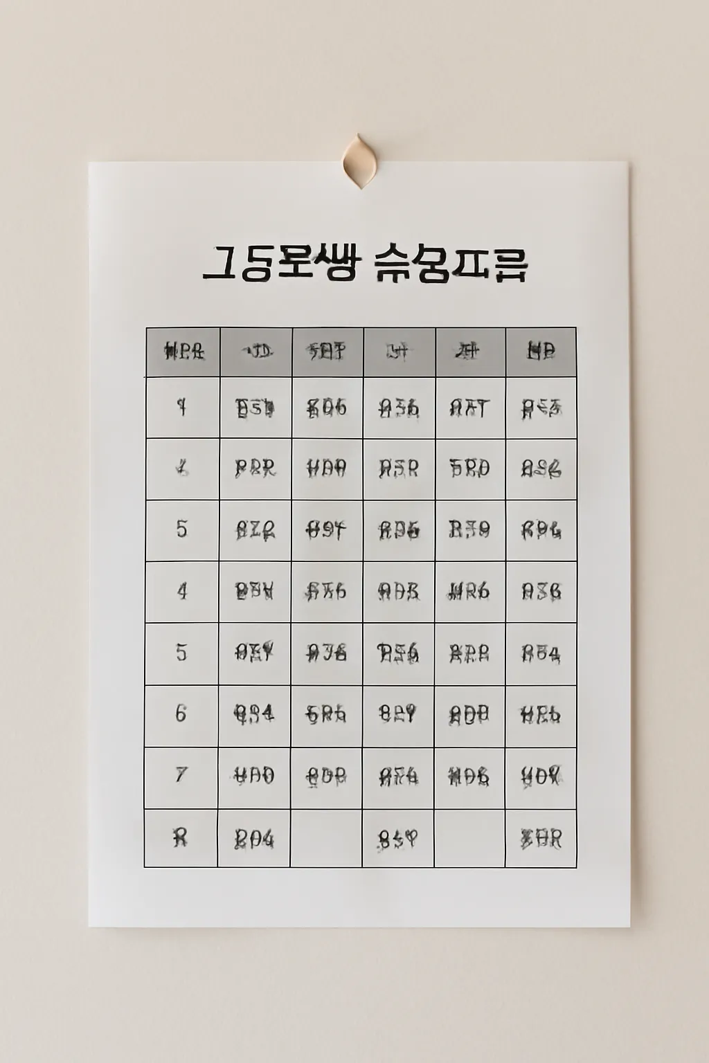 고등학생 수업시간표