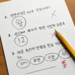 초등학생 시험지 오답