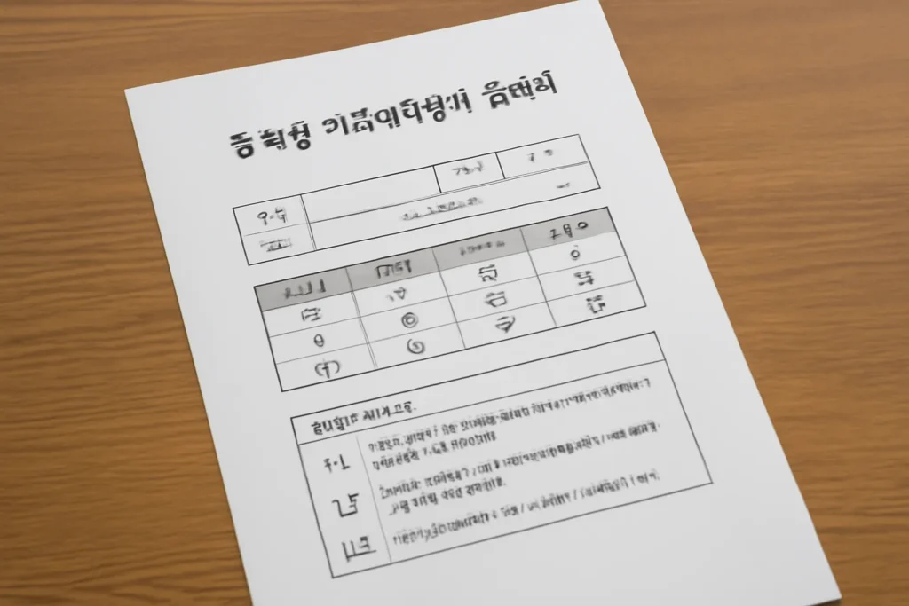 중학생 기초학력평가 결과지