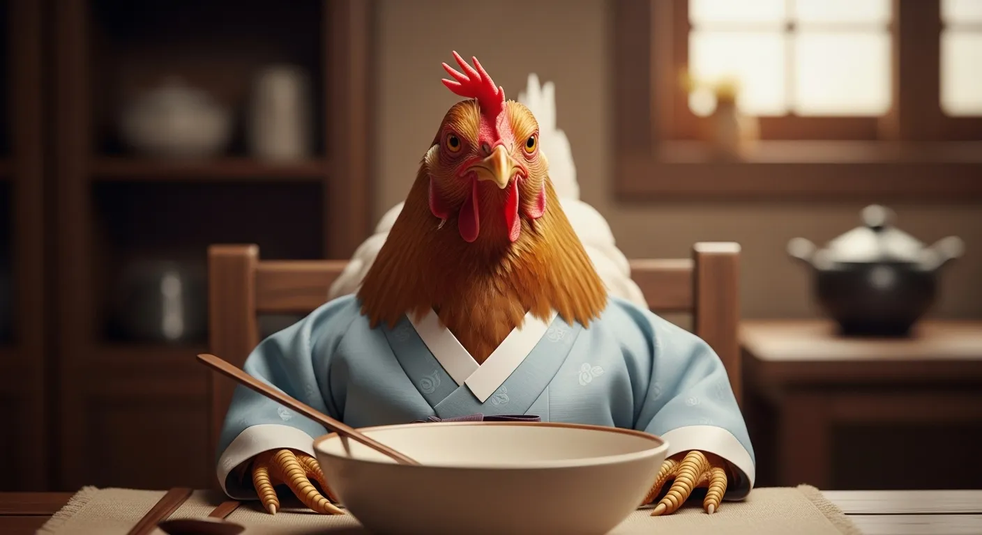 복날웃기는 닭사진